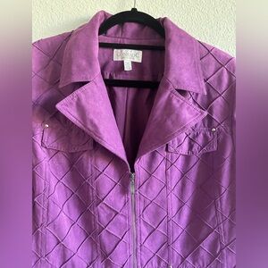 Elegant Conrad C. Collection Size 14 Women's Purple Suede Jacket  front Zip